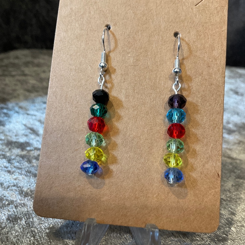 Six Color Glass Bead Pierced Earrings